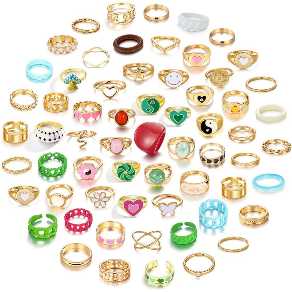 Women Y2K Preppy Gold Stackable Joint Finger Rings Gift for Her